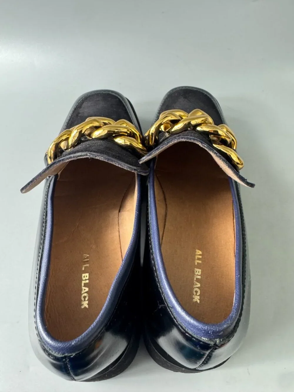 ALL BLACK Chunks Link Lady Lugg Slip-On Loafer,  Women's Size 37